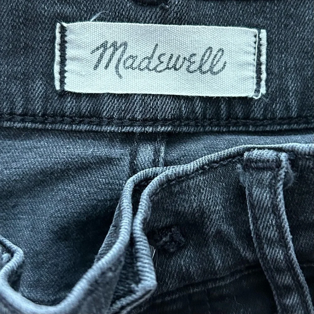 Madewell 9'' Mid-Rise Skinny‎ Ripped Knee Denim Jeans Black Sea Wash Women SZ 25